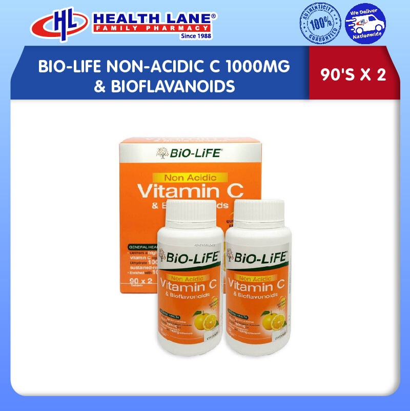 BIO-LIFE NON-ACIDIC C 1000MG & BIOFLAVANOIDS (90'SX2)
